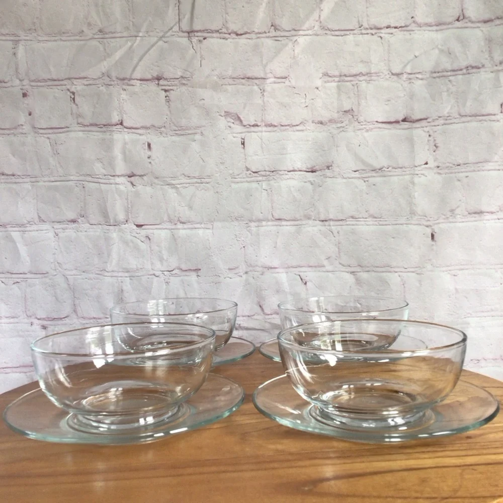 Libbey Moderno Clear Glass Bowl and Plate Set - 8 Pieces